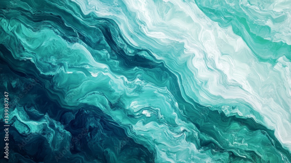 Obraz premium Abstract digital waves in shades of blue and green, representing data flow and technology