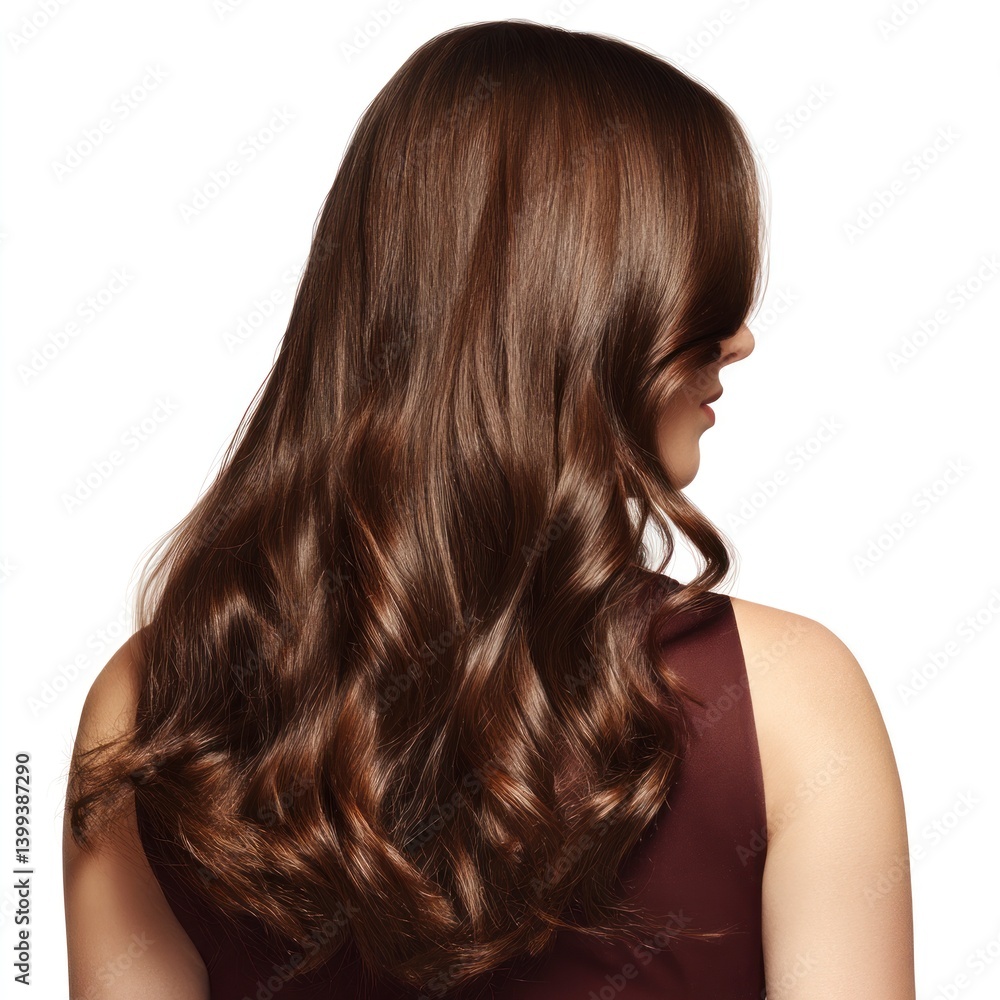 Woman Showing Shiny Brown Wavy Hairstyle in Studio Beauty Portrait Woman Showing Shiny Brown Wavy Hairstyle in Studio Beauty Portrait