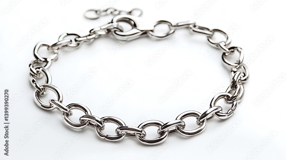 Fototapeta premium Silver chain bracelet with a silver clasp
