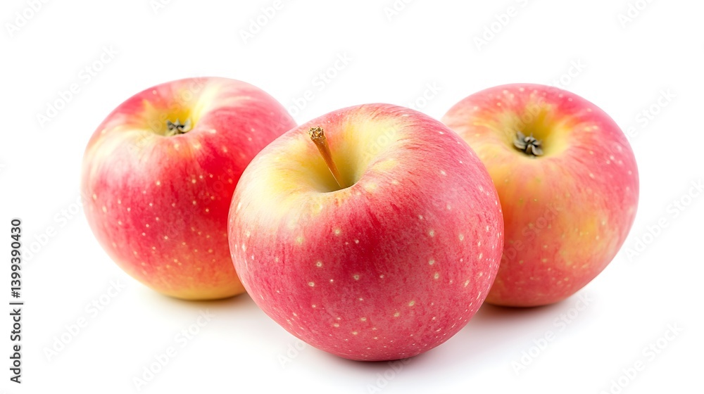 Three Red Apples on White Background: A Vibrant Still Life Three Red Apples on White Background: A Vibrant Still Life