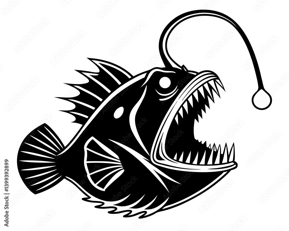Anglerfish Vector Silhouettes & SVG Icon, Anglerfish Icon Vector Anglerfish Vector Silhouettes & SVG Icon, Anglerfish Icon Vector