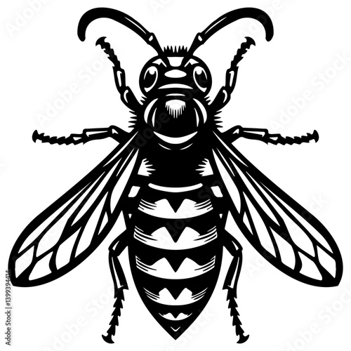 Hornet Bee Sketch Illustration.