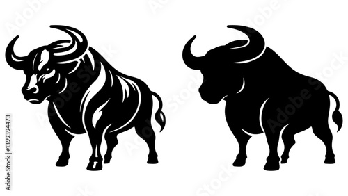 Fighting Bull Illustration and Silhouette.