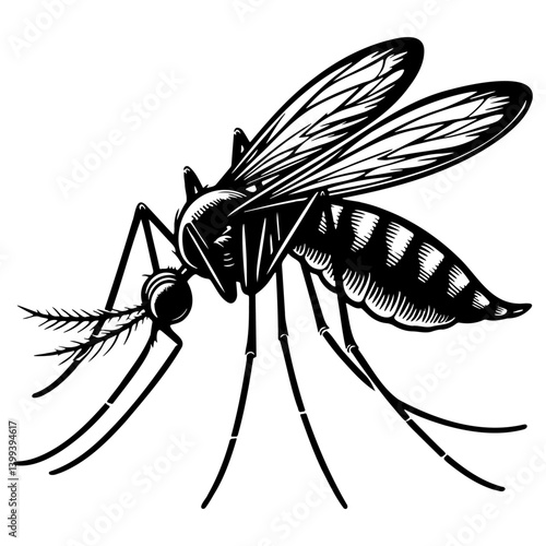 Mosquito Sketch Illustration.