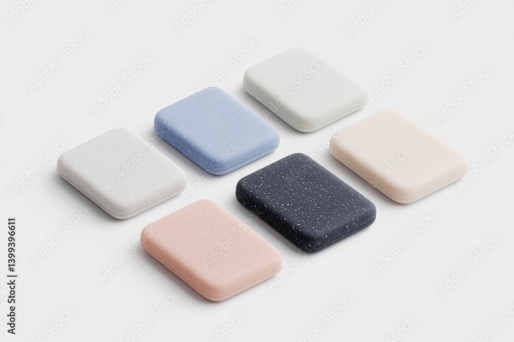 Rectangular, textured, pastel-colored cases Rectangular, textured, pastel-colored cases