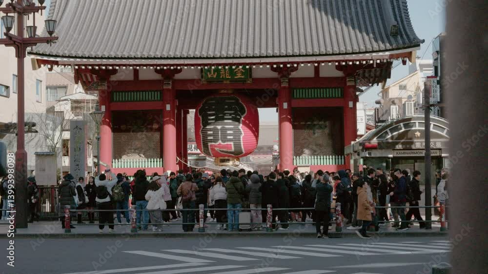 Tokyo, Japan - 15 Feb 2025 : Nakamise-dori shopping street at Senso-ji Temple in Tokyo, Japan. Senso-ji is an ancient Buddhist temple located in Asakusa, Tokyo, Japan. Tokyo, Japan - 15 Feb 2025 : Nakamise-dori shopping street at Senso-ji Temple in Tokyo, Japan. Senso-ji is an ancient Buddhist temple located in Asakusa, Tokyo, Japan.