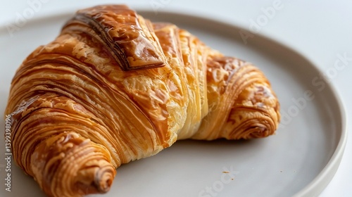 Golden, flaky croissant on a plate