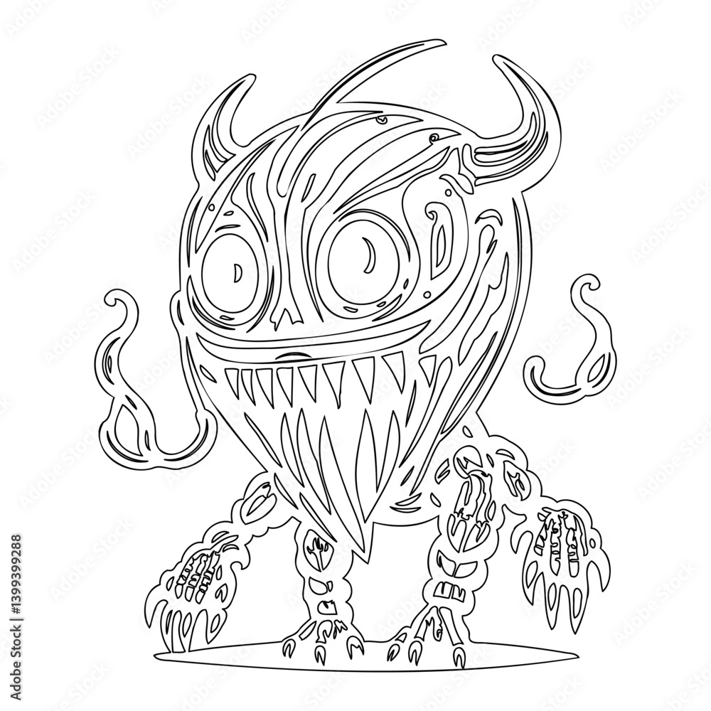 Obraz premium Intricate Line Art Monster Creature Illustration