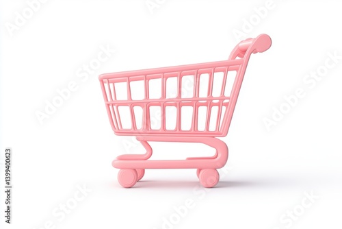 A pink shopping cart on a white background