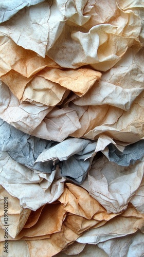 Wallpaper Mural Textured layers of neutral colored crumpled paper creating an abstract pattern Torontodigital.ca