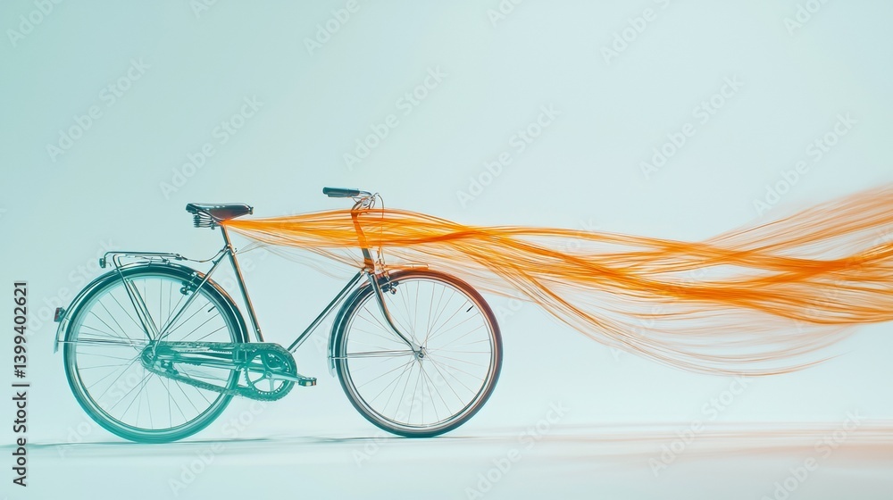 Fototapeta premium Colorful abstract flow creates dynamic motion effect with bicycle in a minimalist setting