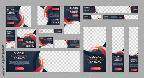 Business Banner Set for web display ads template. vector