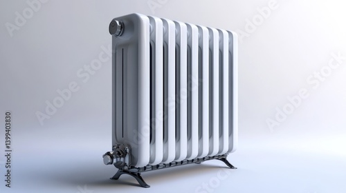 Wallpaper Mural White cast iron radiator on a light grey background. Torontodigital.ca