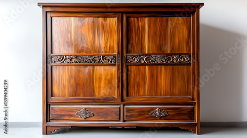 A large wooden cabinet with two drawers. Generated using AI.