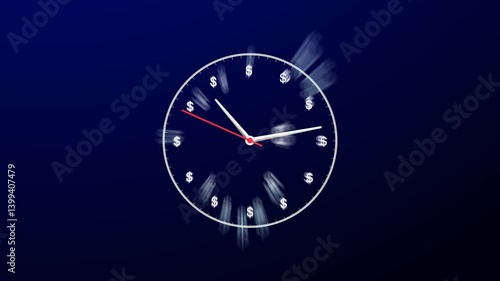 Wallpaper Mural Animated dollar symbols fly around a ticking clock to represent the concept "Time is Money," symbolizing the value of time in relation to financial gain Torontodigital.ca