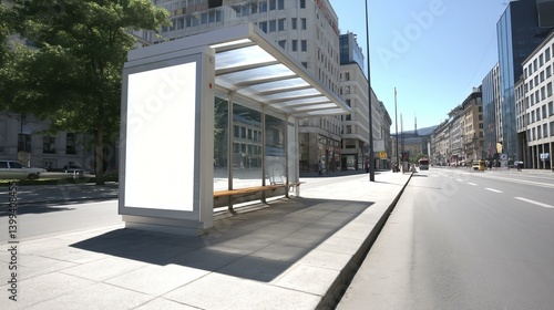 Wallpaper Mural High-definition blank white billboard over a bus stop, bright midday brightness, clean lines, urban simplicity Torontodigital.ca