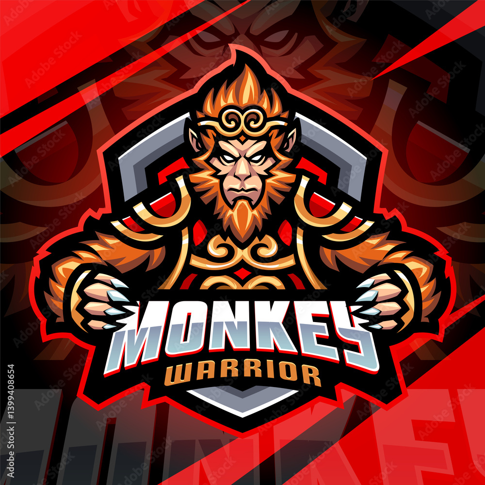 Monkey warrior esport mascot logo design Monkey warrior esport mascot logo design