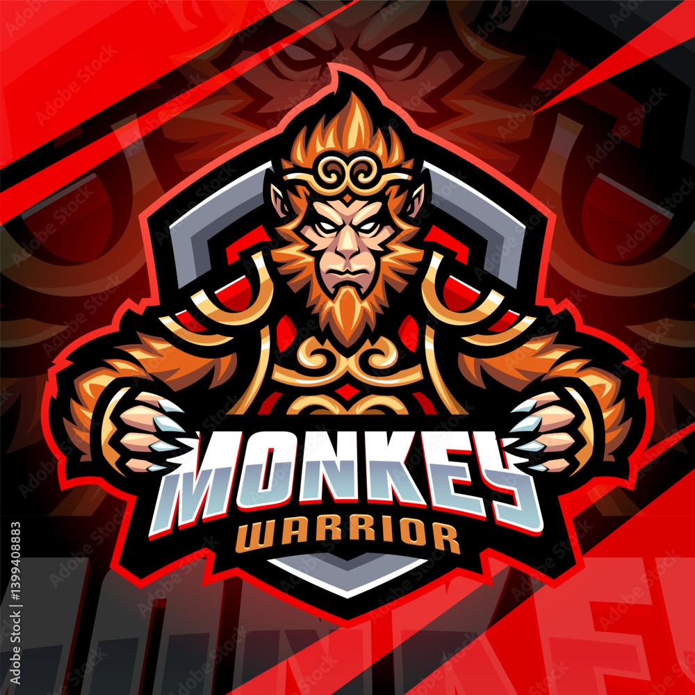 Monkey warrior esport mascot logo design Monkey warrior esport mascot logo design