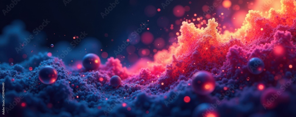 Swirling abstract particles embedded in a mesh background, particles, neon Swirling abstract particles embedded in a mesh background, particles, neon