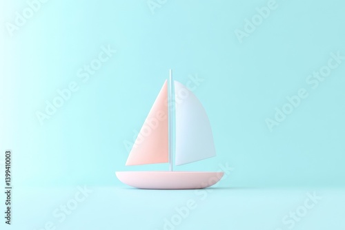 Pastel sailboat on a mint background