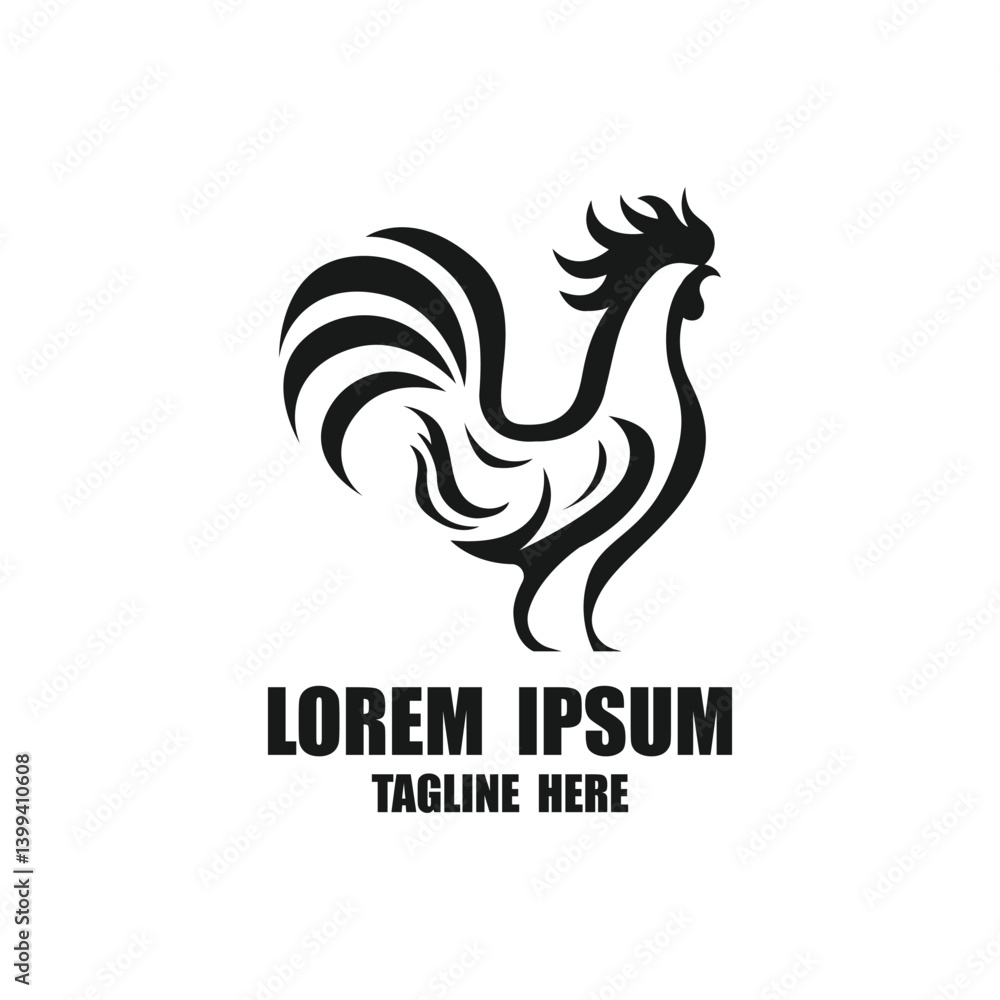 Fototapeta premium simple head rooster logo design. rooster logo icon design