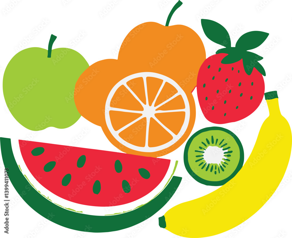 Naklejka premium Icon set of fruits