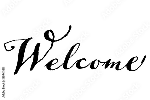 手書き風の筆記体で書いた、Welcome（ようこそ）の文字（カリグラフィー）
