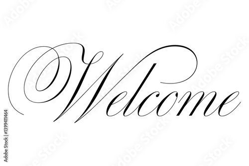 手書き風の筆記体で書いた、Welcome（ようこそ）の文字（カリグラフィー）
