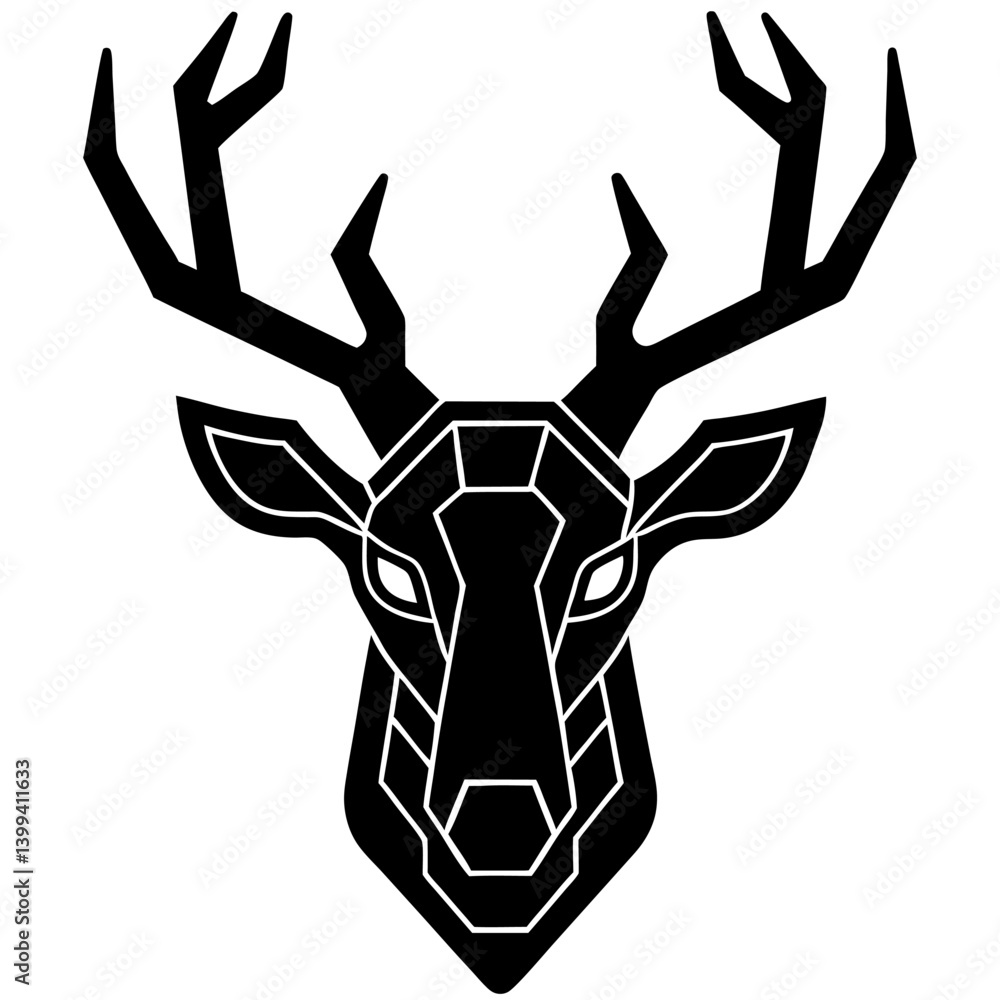Fototapeta premium Polygonal Deer Head Silhouette Bold Vector Stag Design