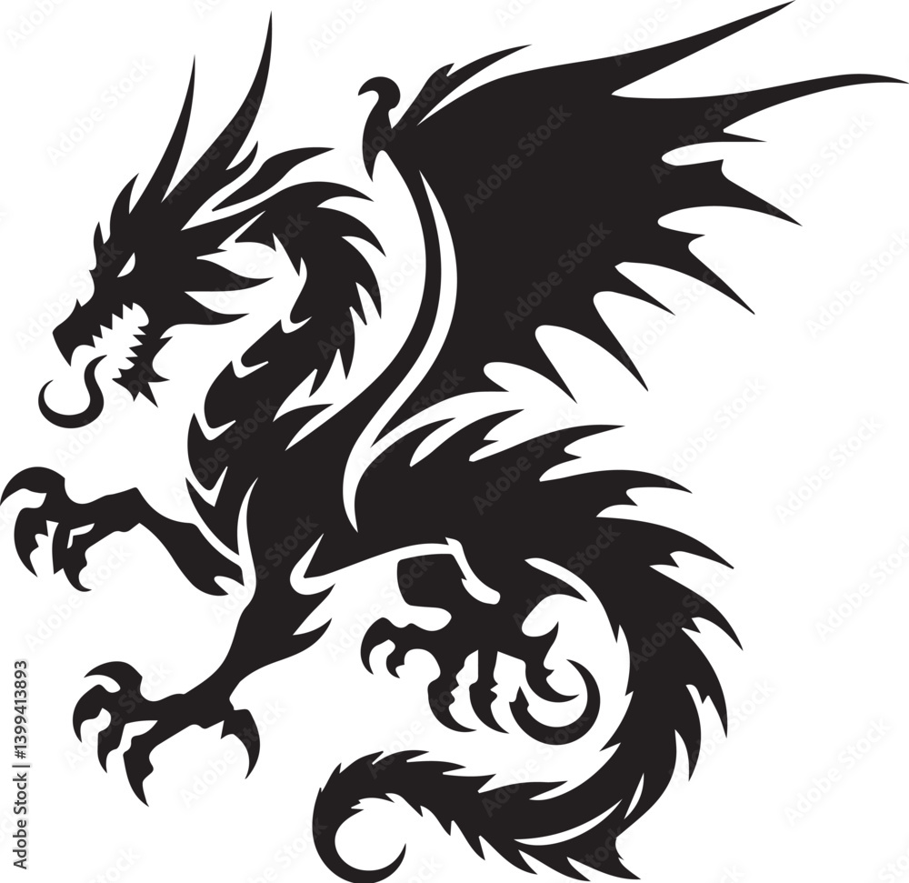 Naklejka premium Dragon Black vector
