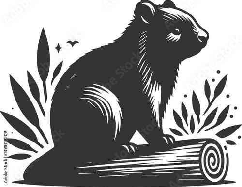 Vector wombat animal silhouette