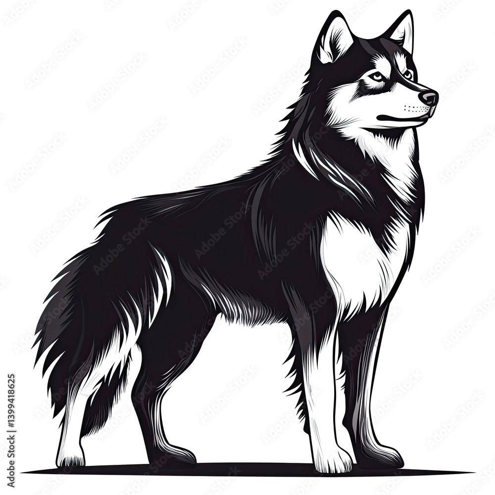 Fototapeta premium Siberian Husky Portrait on transparent background