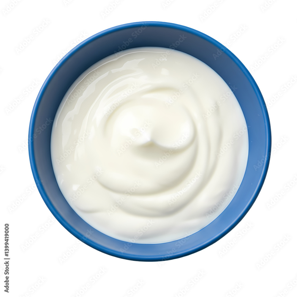 Creamy Yogurt in Blue Bowl Food Photography on transparent background Creamy Yogurt in Blue Bowl Food Photography on transparent background