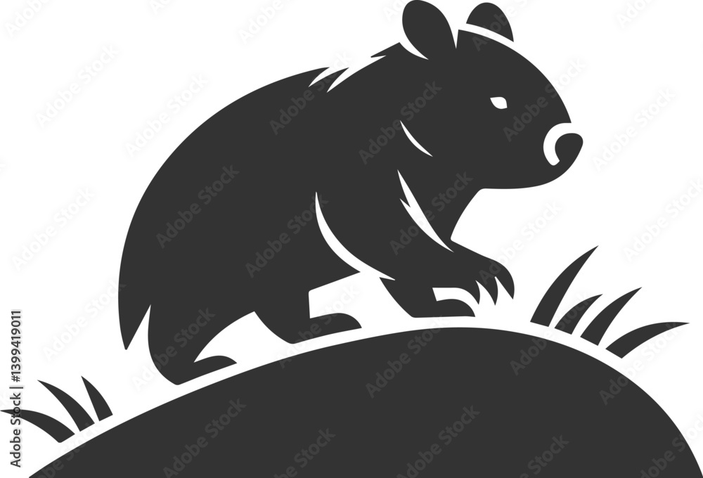 Fototapeta premium Vector wombat animal silhouette