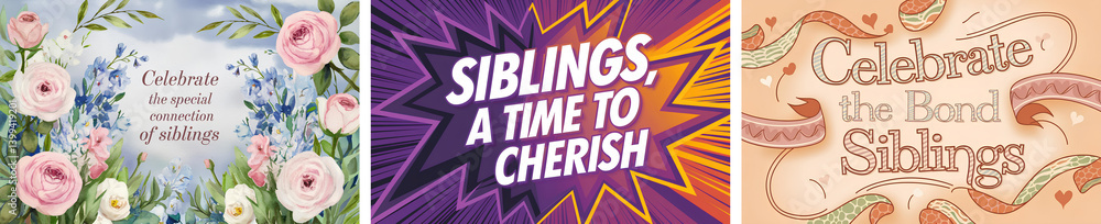 Celebratory Siblings Day Designs in Various Graphic Styles Celebratory Siblings Day Designs in Various Graphic Styles