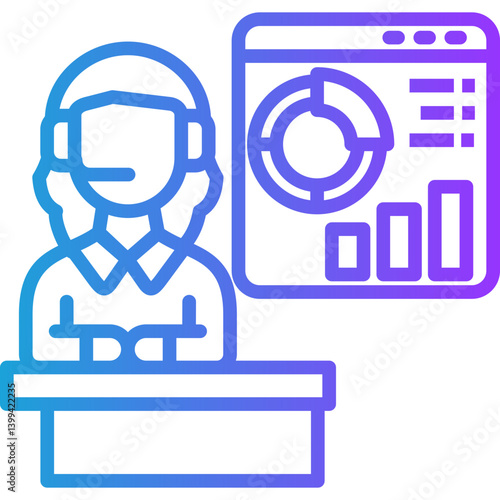 Presentation line gradient icon