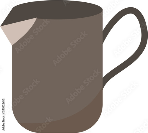 Dark Brown Simple Pitcher with Angled Spout and Black Handle