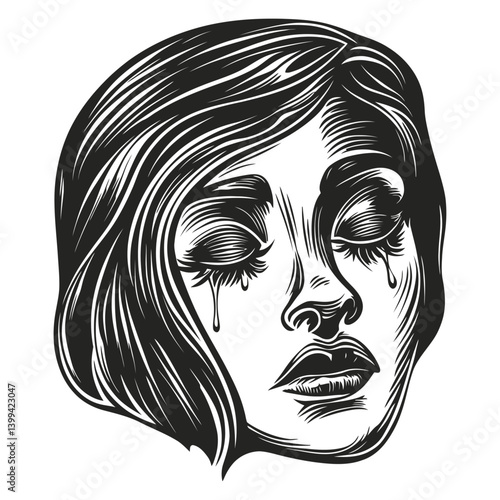 Expression of Emotion in Black and White Artistic Portrait Design