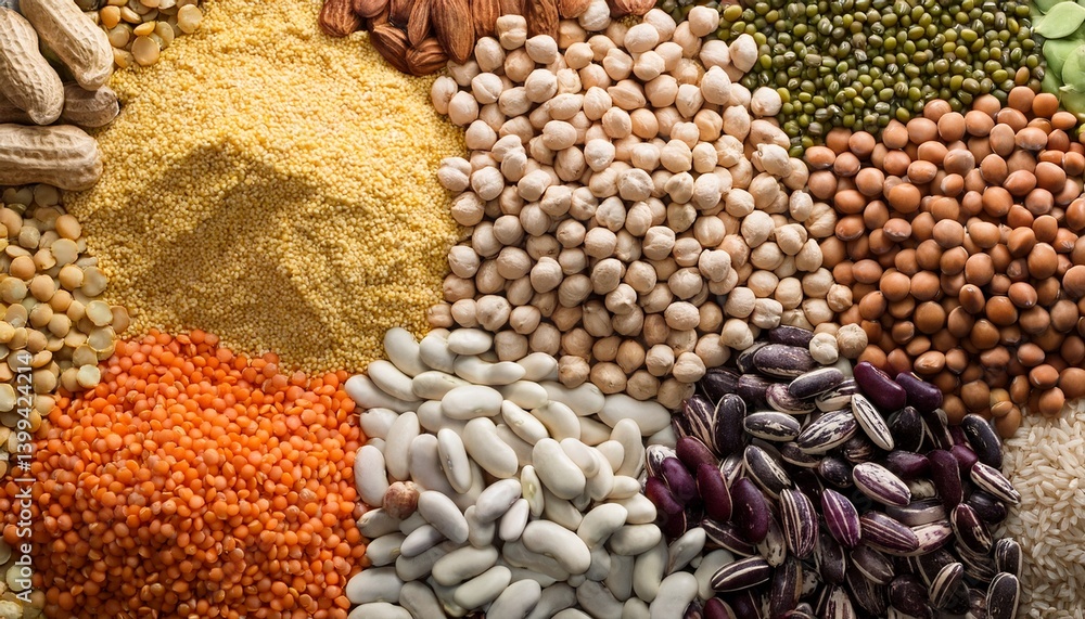 Obraz premium Healthy food, protein, vegetables and fruits