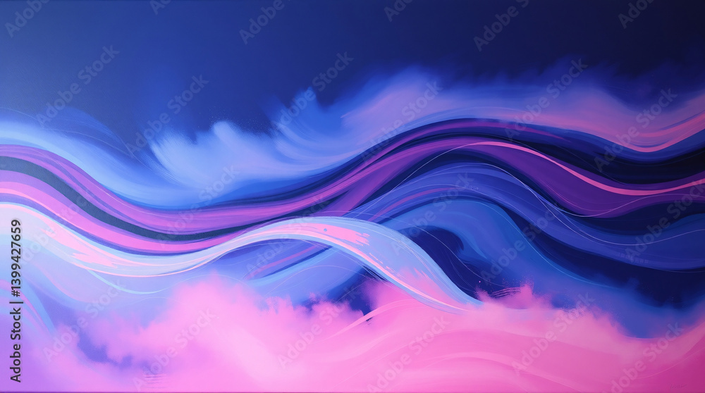 Obraz premium Abstract harmony arises from fluid ribbons that dance in purple and blue gradients.