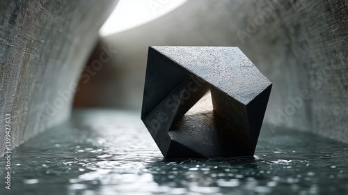 Geometric sculpture in arch...