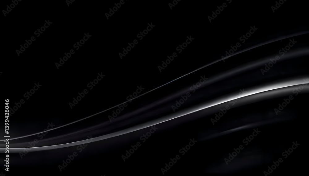 Ethereal waves of light on a black background. Abstract, elegant, and dynamic. AI generated image