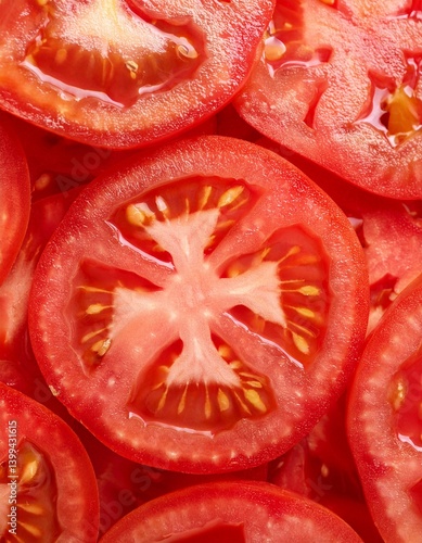 Fresh tomato slices pattern background