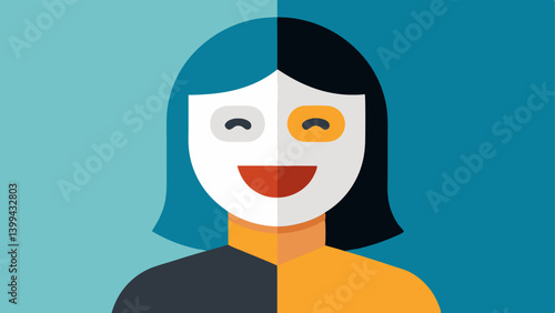 Mask of Filters A person wearing a mask that s filters smiling and looking perfect while behind the mask their actual self appears tired and worn symbolizing the pressure
