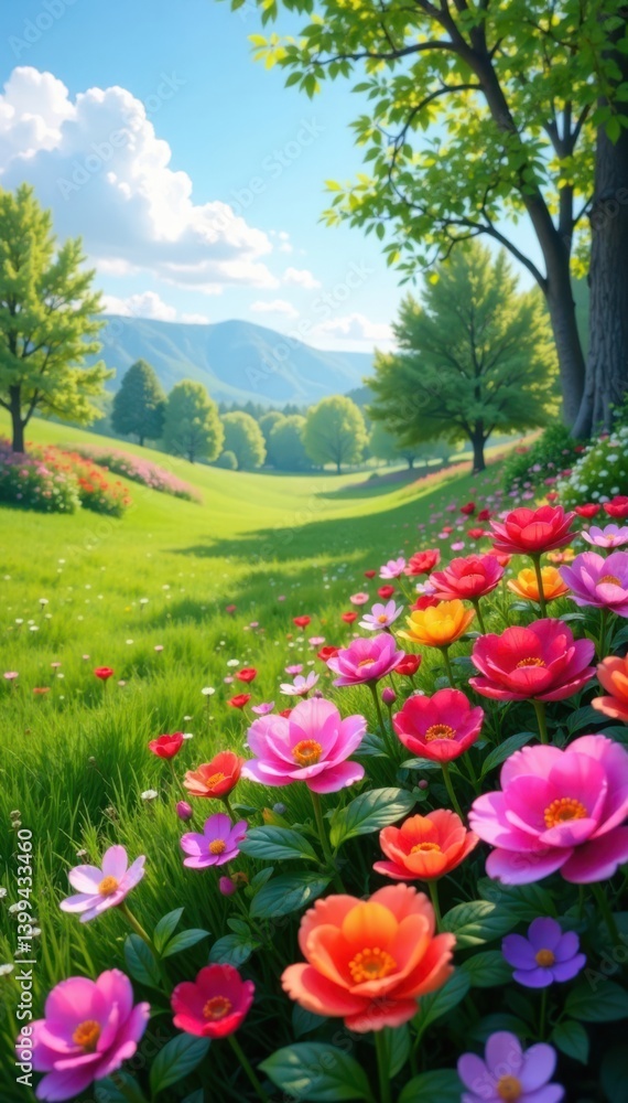Colorful flowers blooming in spring landscape , Flowers, Garden Colorful flowers blooming in spring landscape , Flowers, Garden