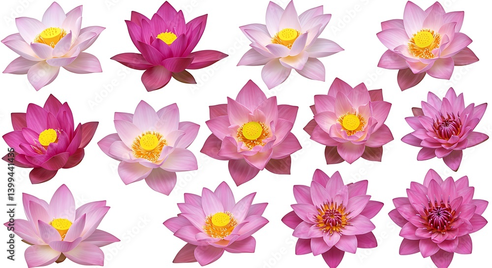 Fototapeta premium Lotus Bloom Variations AI Generated