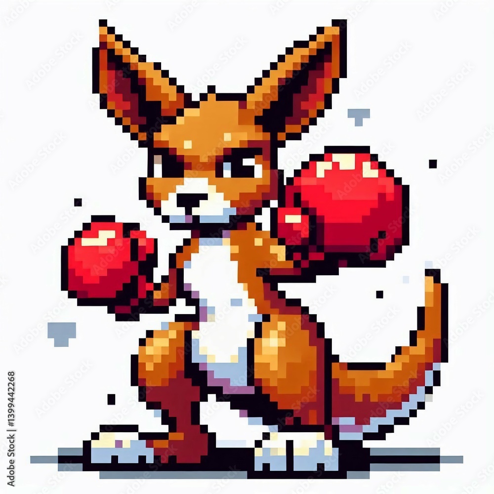 Fototapeta premium Pixel Art Kangaroo Boxer Ready to Rumble Suitable for Modern Decor
