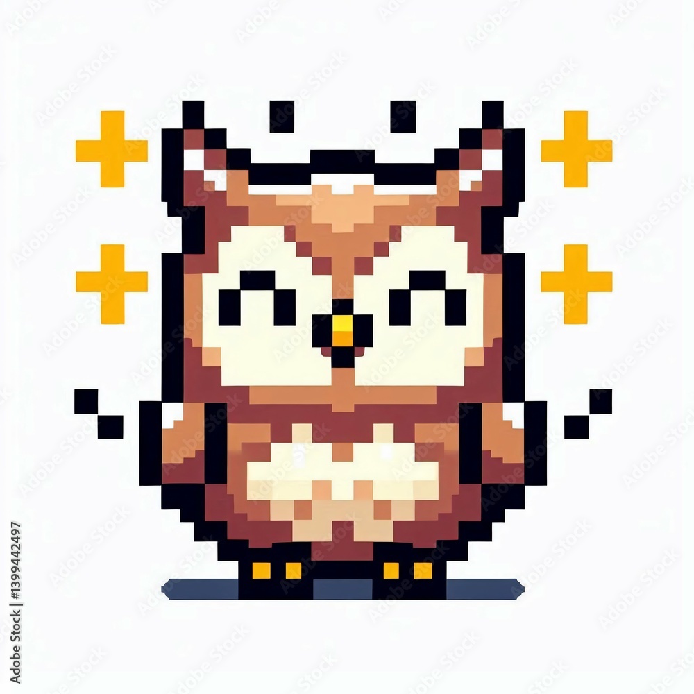 Pixel Art Owl Charming Design Suitable for Creative Presentation Pixel Art Owl Charming Design Suitable for Creative Presentation