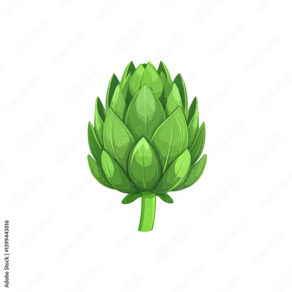 Obraz premium Fresh Green Artichoke Vegetable Illustration