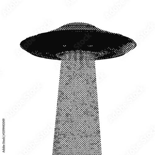 UFO flying saucer halftone grunge vector design element